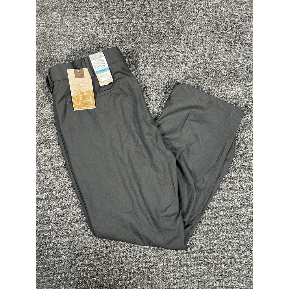 New Dockers Prescot Dress Pants Men's 36x30 Black‎ D3 Classic Fit Flat Front